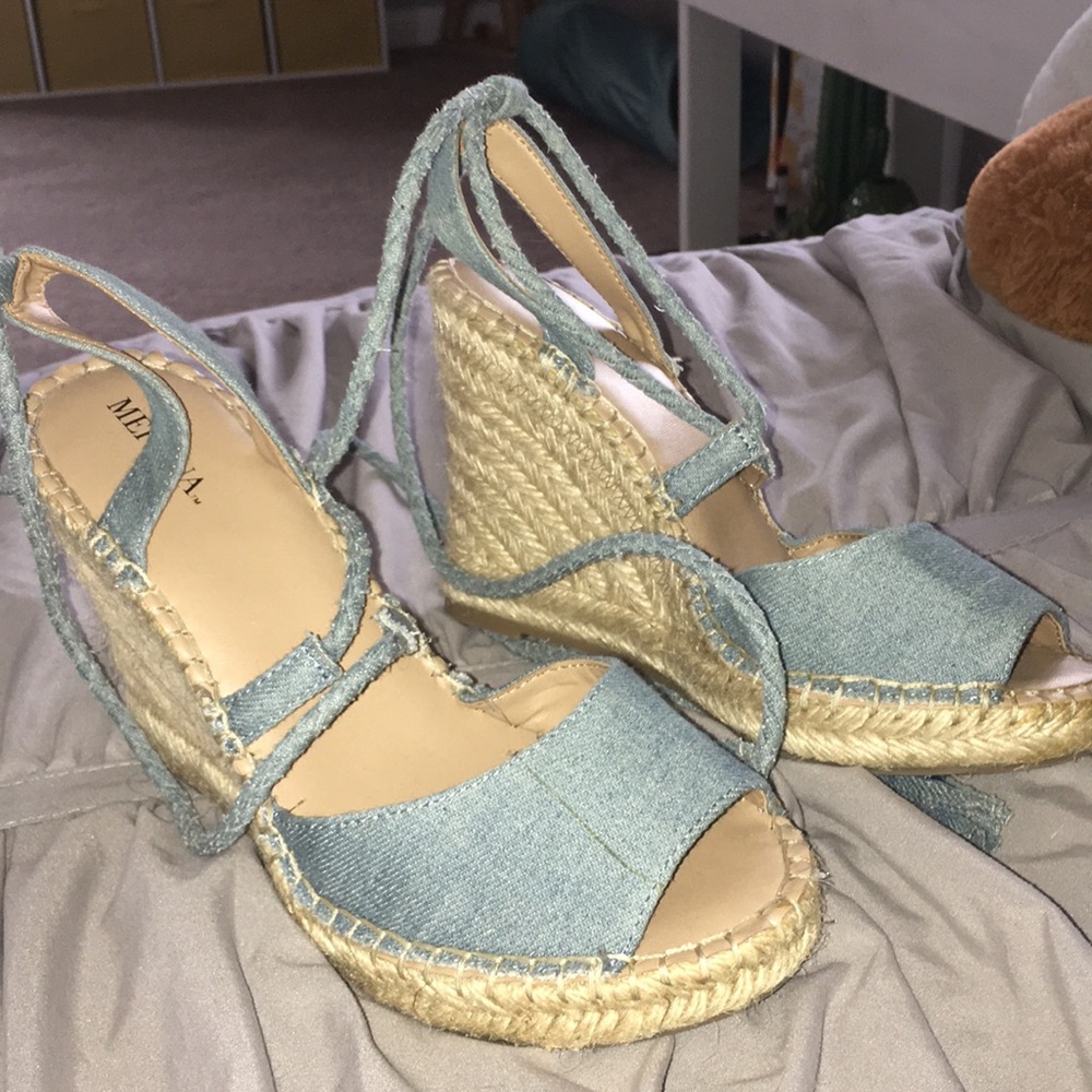 Light blue heeled sandals never worn